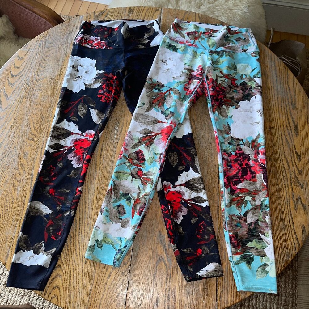 COLORADO THREADS floral print leggings/2 pr/made from recycled plastic bottles/M